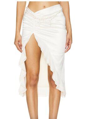 LOBA Lia Ivory Satin Midi Skirt NWOT - Size XL